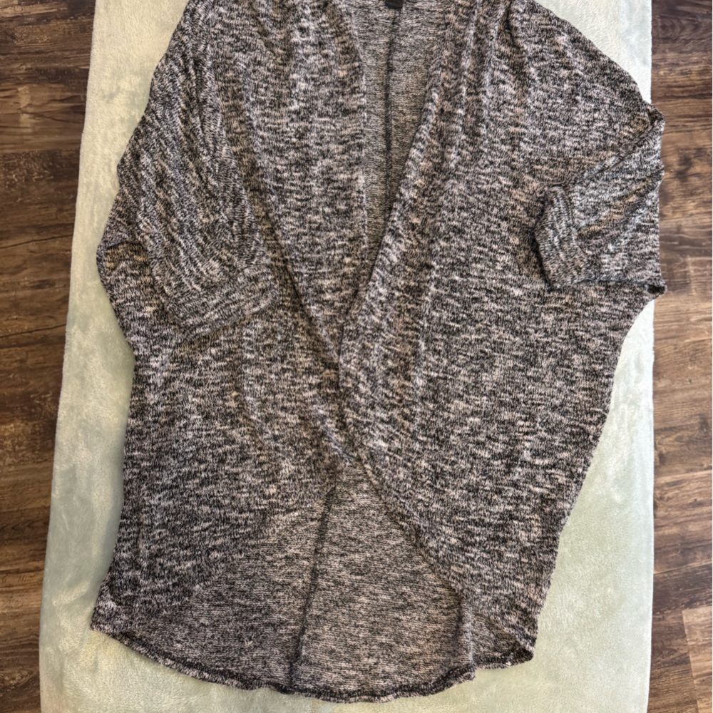 Gray Knit Open Cardigan